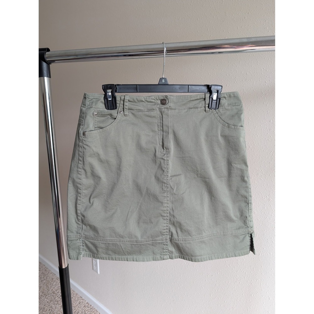 Bamboo Traders Womens Olive Green Utility Skort Size 12 Cotton Blend Mini Skirt